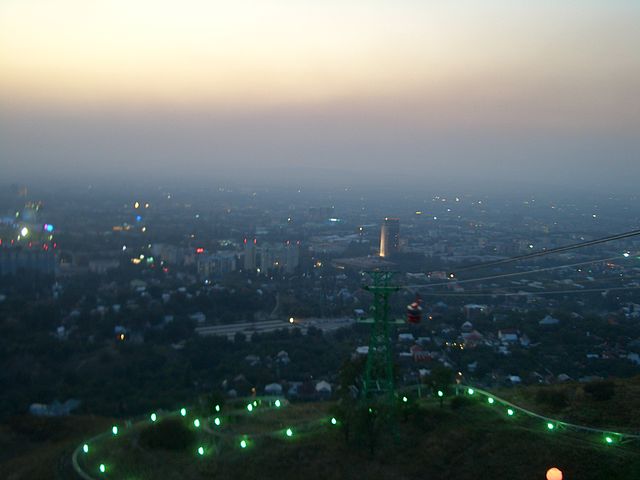 File:The gondola lift Almaty-Koktobe mountain. View from the mountain, pic.1.jpg