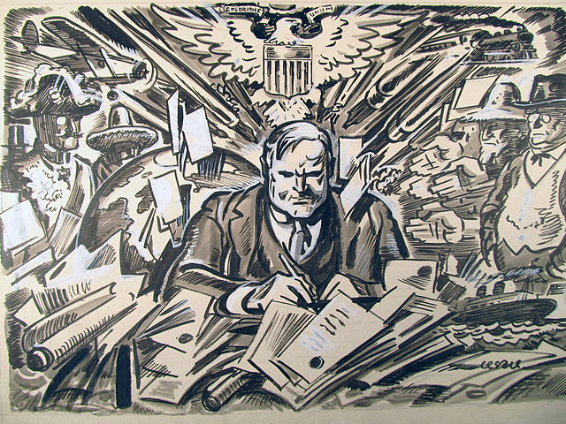 File:Herbert Hoover as the new President, March 17, 1929.by Oscar Cesare.original drawing.01.detail.jpg
