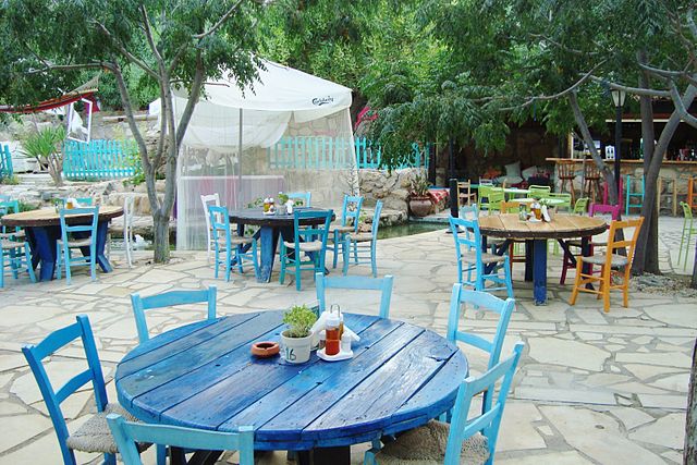 File:Sirena bay beach tavern and lounge bar in Protaras Paralimni Republic of Cyprus.jpg